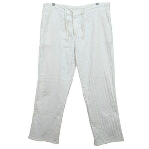 Springfield Original‎ Pants White Textured Drawstring Casual Trousers Size L EUR